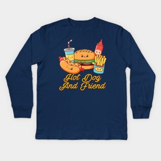 Hot Dog And Friend Kids Long Sleeve T-Shirt